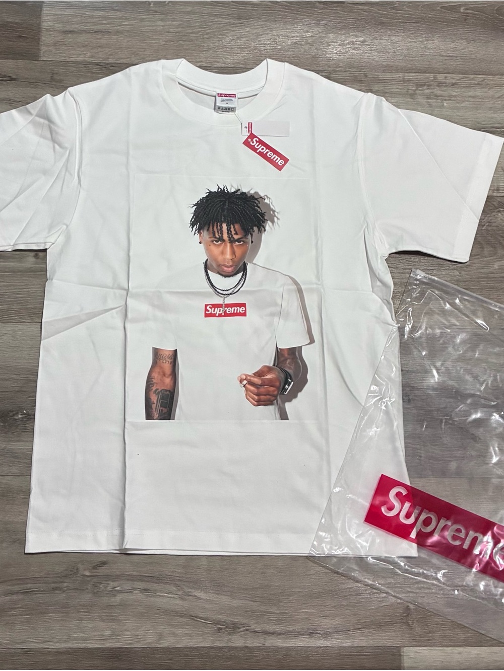 Supreme White Portrait Box Logo Tee - Red Logo